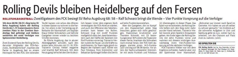 Rolling Devils bleiben Heidelberg auf den Fersen